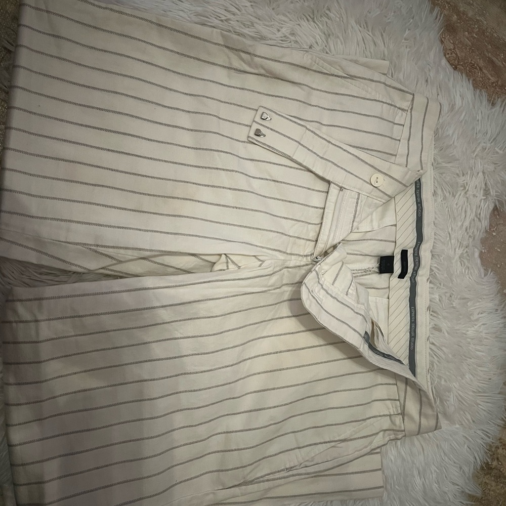 Express Cream Pinstripe Trousers